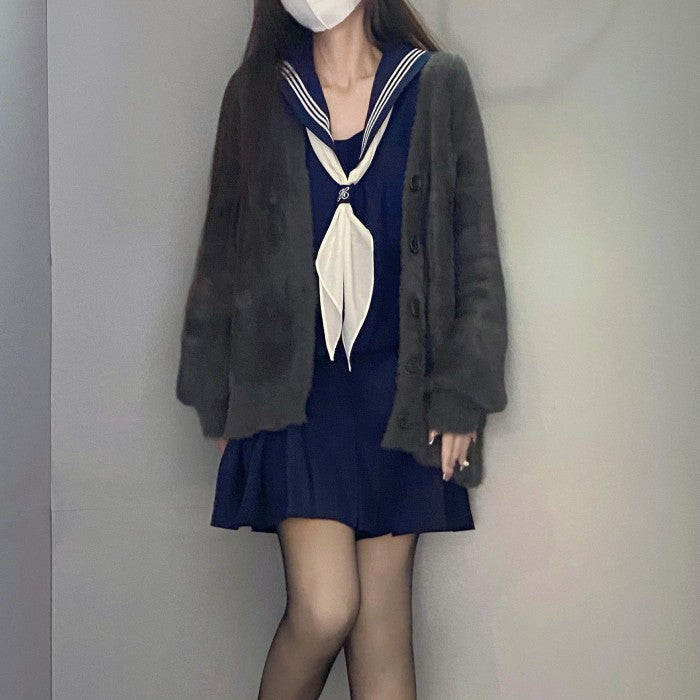 イミテーションミンクカーディガン◆カーディガン 学生服 S、M、L、XL