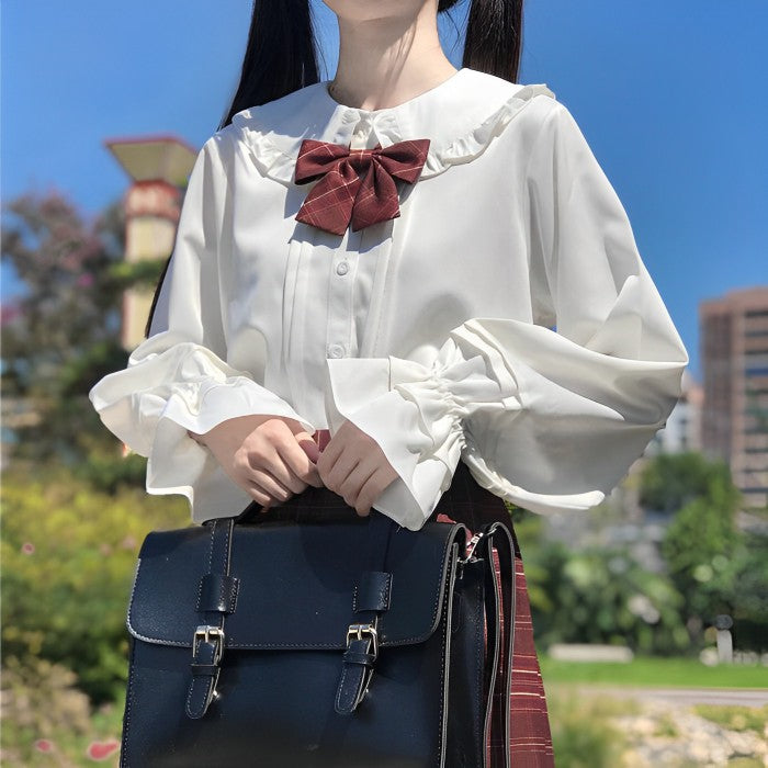 ドールカラーランタンスリーブシャツ◆シャツ ガーリー系 S、M、L