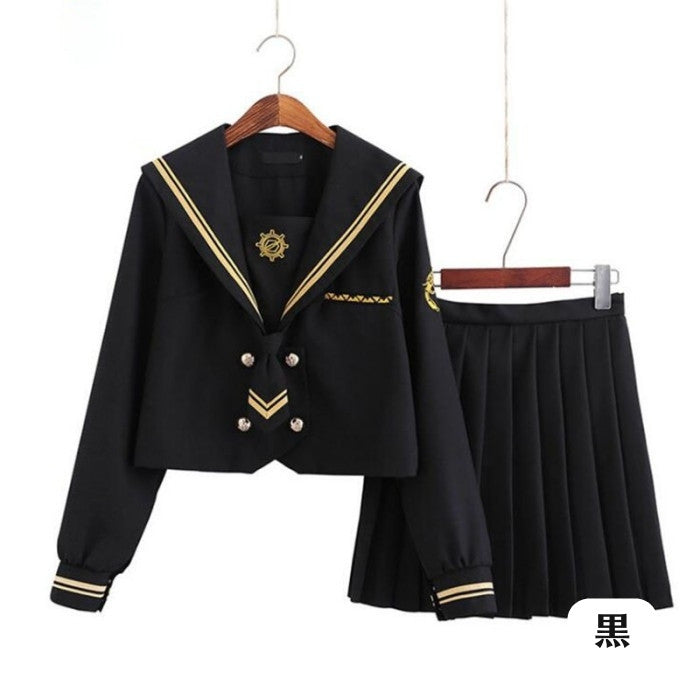 セーラー服上下+リボンセット<2>◆セーラー服 学生服 S、M、L、XL、XXL
