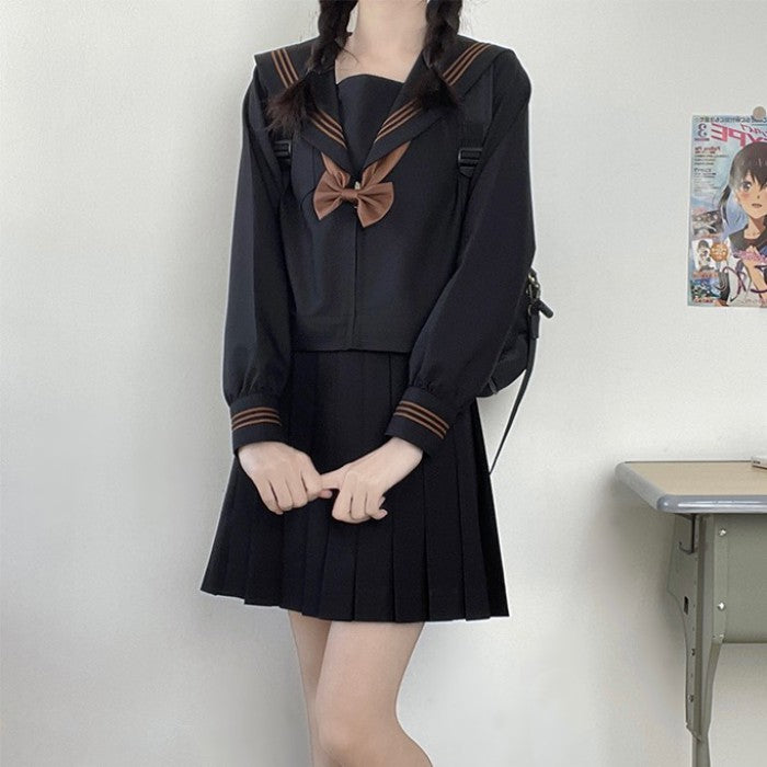 セーラー服上下+スカーフセット<9>◆セーラー服 学生服 S、M、L、XL
