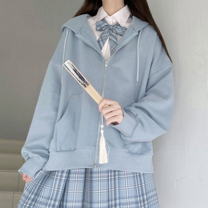 シンプル無地パーカー◆パーカー ガーリー系 S、M、L、XL