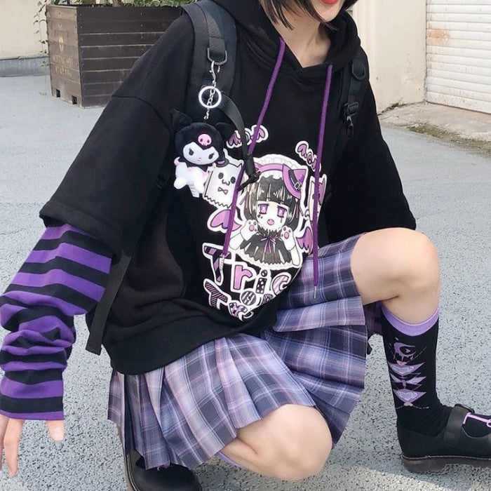 イラストプリントパーカーTTver◆パーカー ガーリー系 S、M、L、XL、XXL
