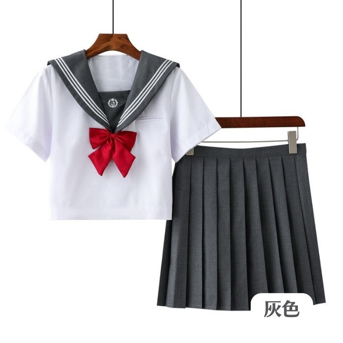 半袖セーラー服上下+リボンセット<3>◆セーラー服 学生服 S、M、L、XL、XXL
