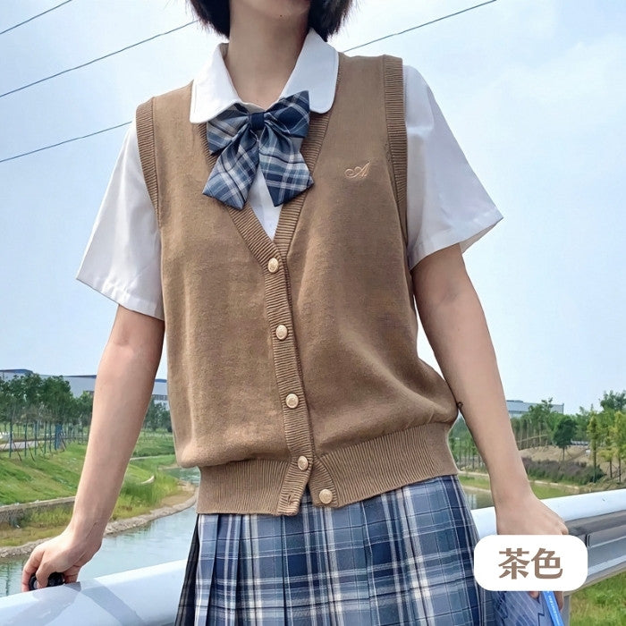 Vネック薄手ニットベスト[1]◆ベスト 学生服 S、M、L、XL