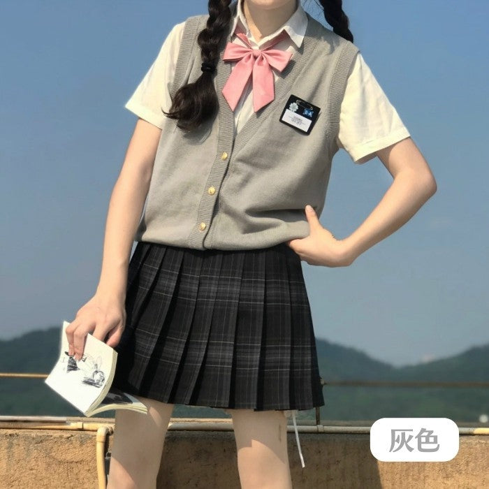 Vネック薄手ニットベスト[2]◆ベスト 学生服 S、M、L、XL