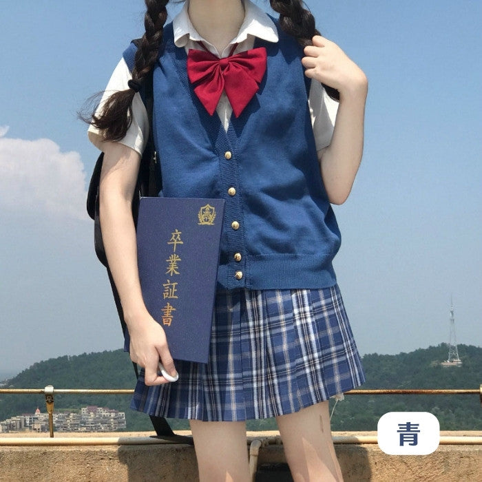 Vネック薄手ニットベスト[3]◆ベスト 学生服 S、M、L、XL