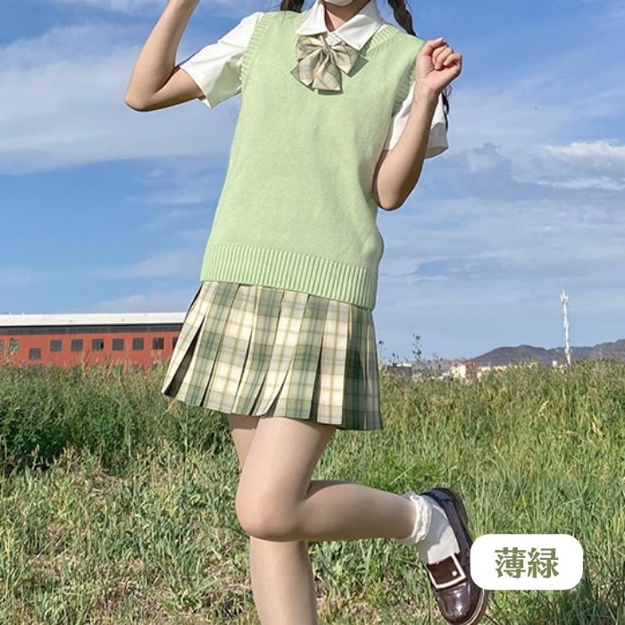 Vネック薄手ニットベスト[4]◆ベスト 学生服 XS、S、M、L、XL、XXL