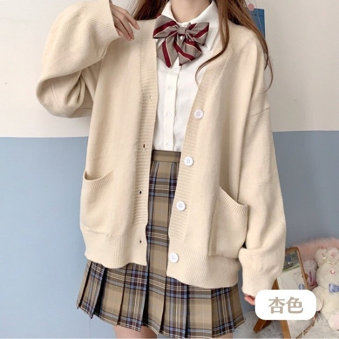 Vネックニットカーディガン[1]◆カーディガン 学生服 S、M、L