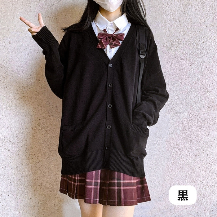 Vネックニットカーディガン[2]◆カーディガン 学生服 XS、S、M、L、XL、XXL