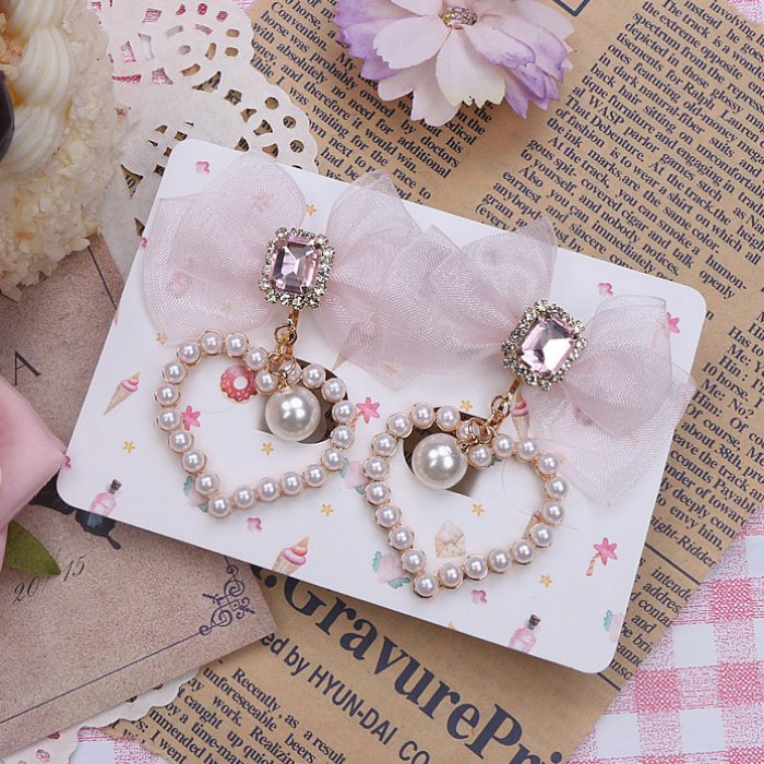 リボンパールイヤリング＆ピアス◆イヤリング・ピアス アクセサリー