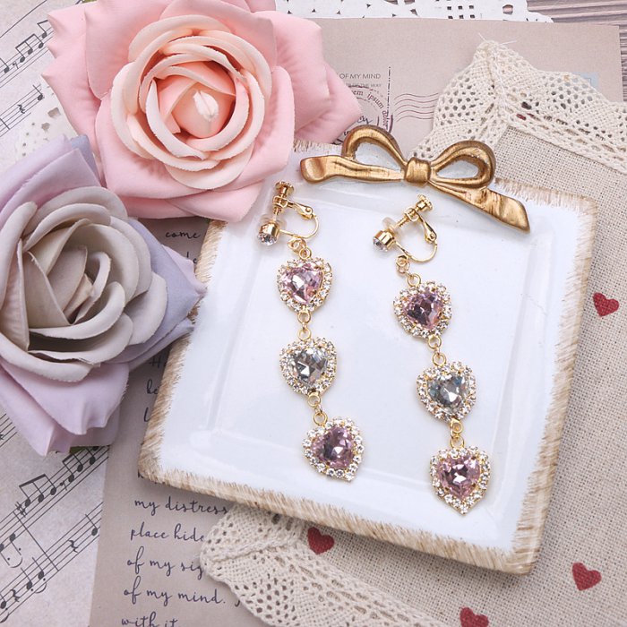 3連ハートバロックイヤリング＆ピアス◆イヤリング・ピアス アクセサリー