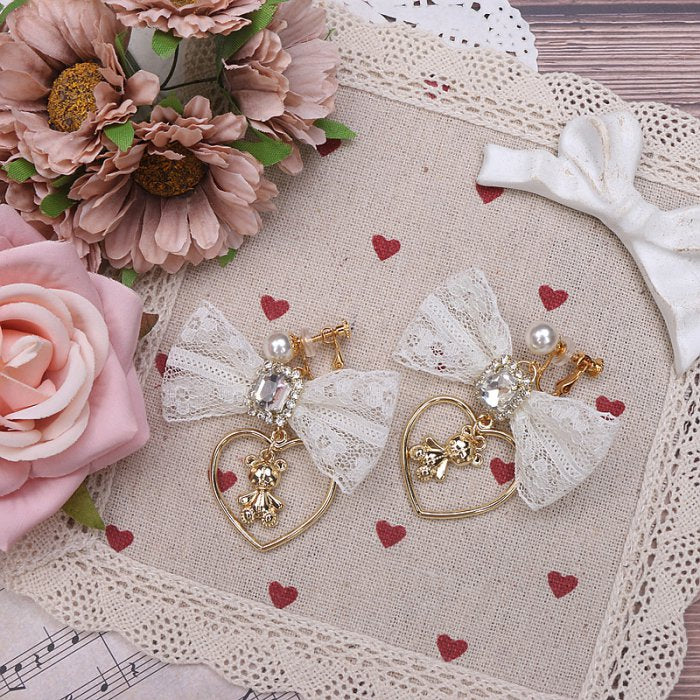 ハートベアイヤリング＆ピアス◆イヤリング・ピアス アクセサリー