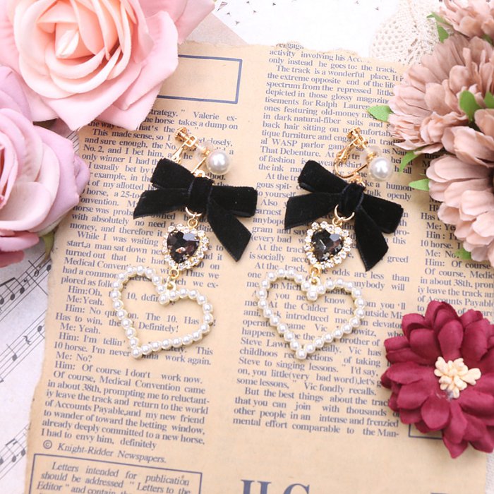 ベルベットミニリボンイヤリング＆ピアス◆イヤリング・ピアス アクセサリー