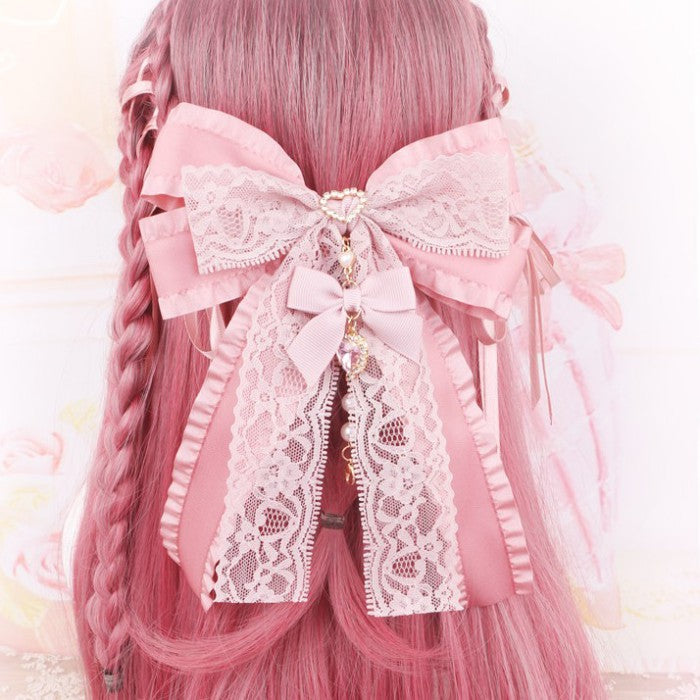 ビッグレースリボンヘアクリップ◆ヘアアクセサリー アクセサリー