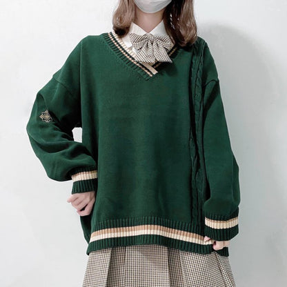 アシンメトリーネックルーズセーター◆セーター 学生服 S、M、L、XL、XXL