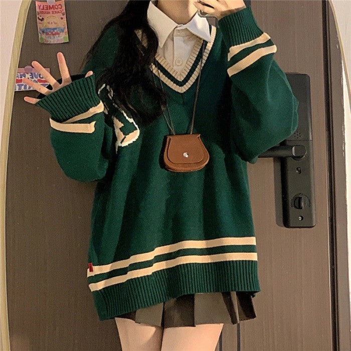 シャツ+スカート+セーター3点セット(48)◆上下セット ガーリー系 S、M、L、XL、XXL、XXXL