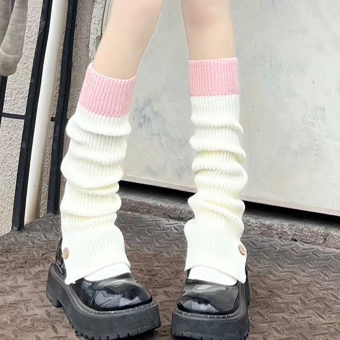 コントラストカラーレッグウォーマー◆レッグウォーマー ソックス