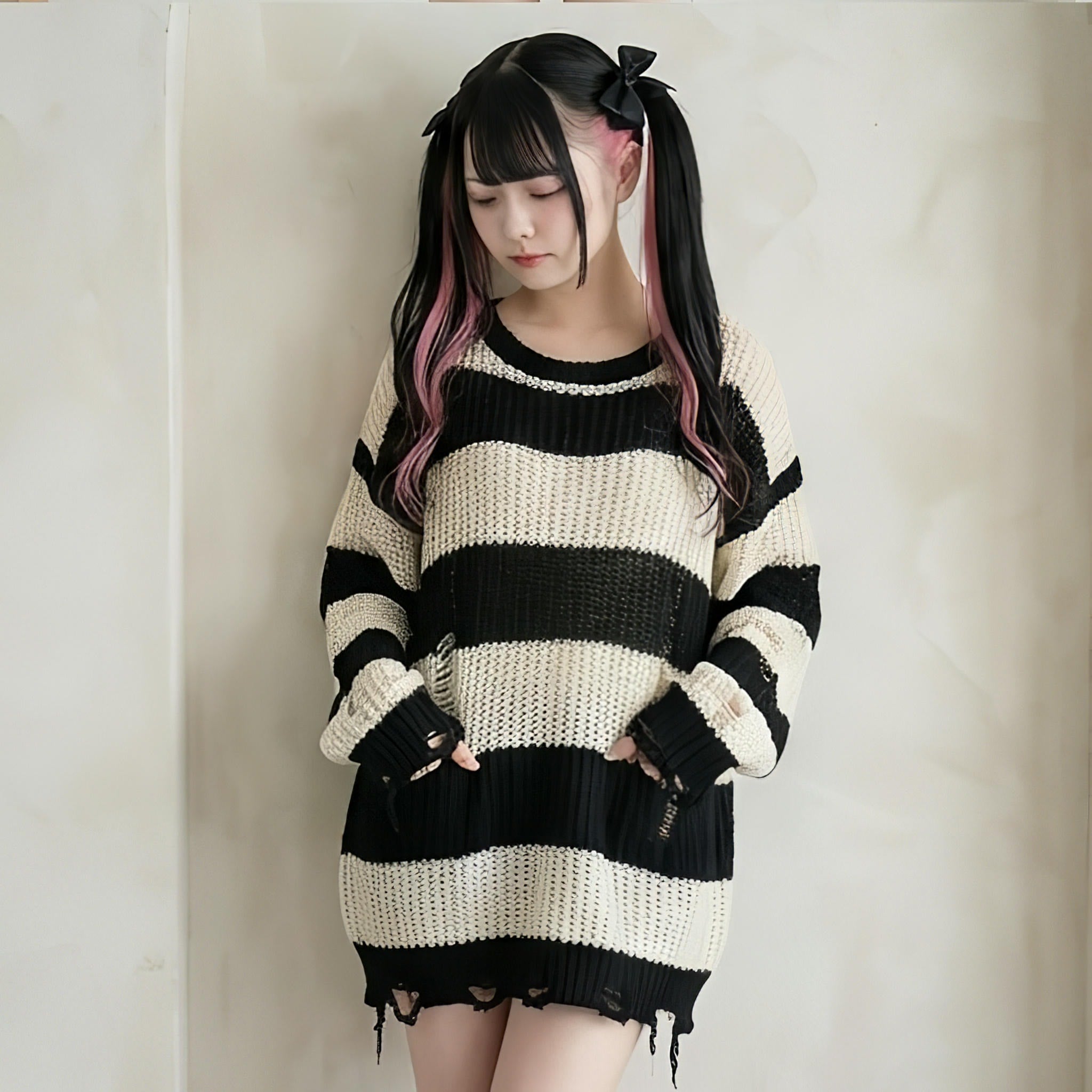 クラッシュニットボーダーセーター◇セーター ガーリー系 S、M、L