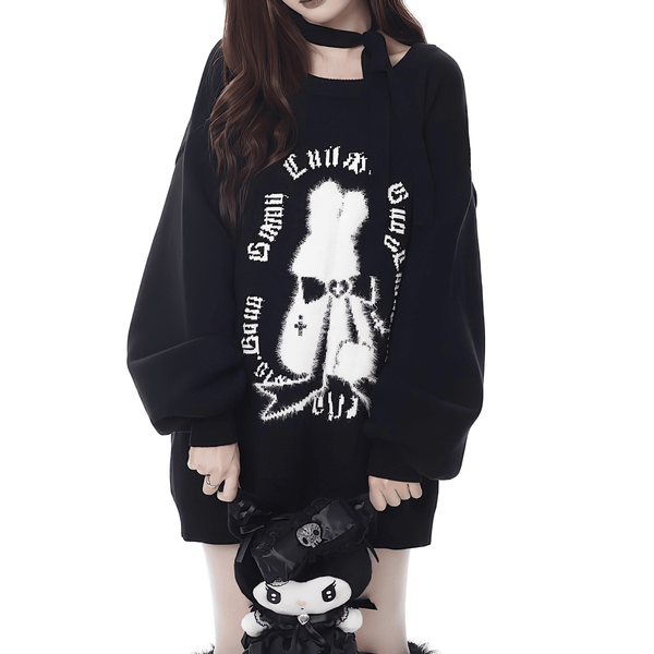 うさぎモチーフチョーカーニットセーター◆セーター 地雷系 S、M、L、XL