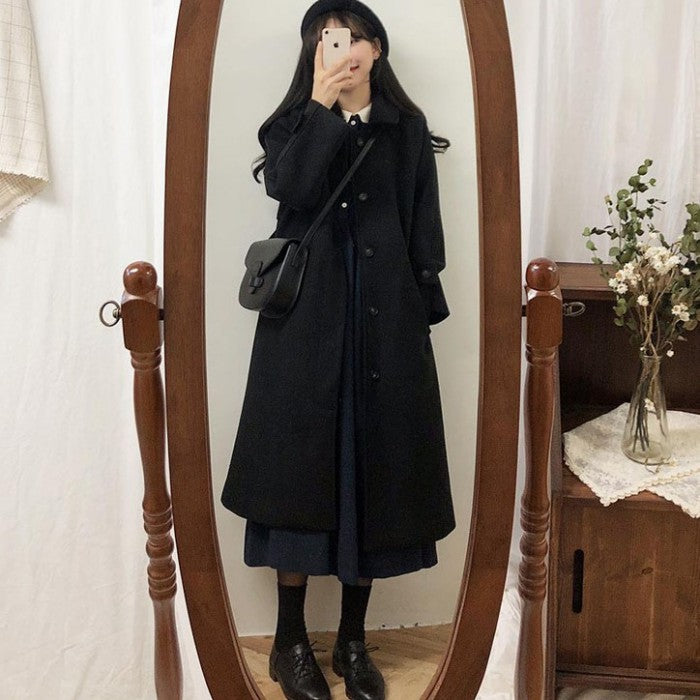 ロング丈ウールコート◇コート ガーリー系 S、M、L、XL、XXL – CIELOHUK