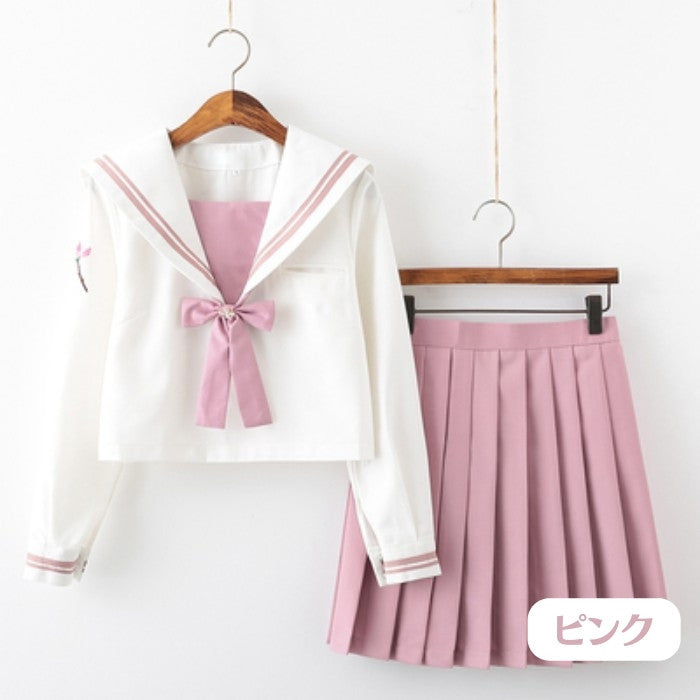 セーラー服上下+リボンセット<1>◇セーラー服 学生服 S、M、L