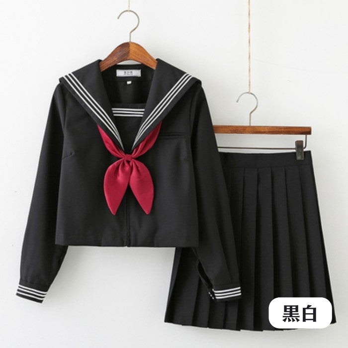 セーラー服上下+リボンセット<3>◆セーラー服 学生服 S、M、L、XL、XXL