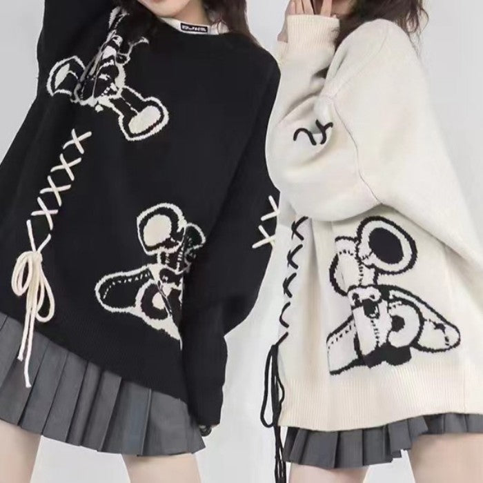 クロスストラップニットセーター◆セーター ガーリー系 S、M、L、XL、XXL