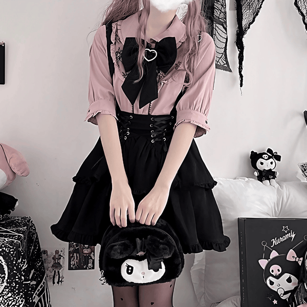 【AngelShare】ドールカラーレースフリルブラウス◆ブラウス 量産型 S、M、L