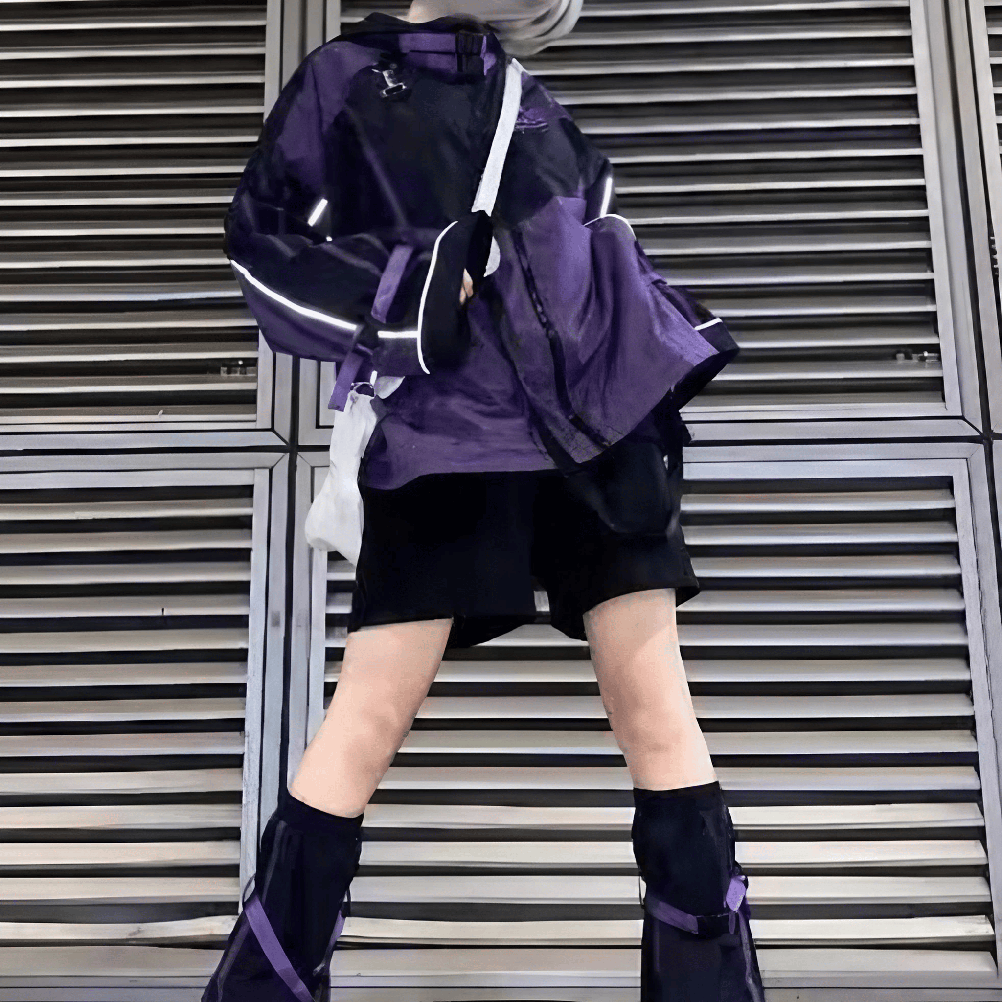 ワイドスリーブパープルジャケット◆ジャケット サブカル系 小、大