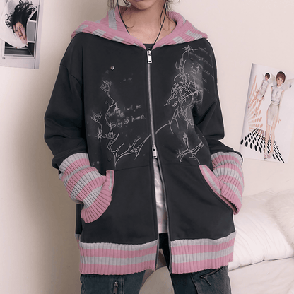 ポップアートプリントガーリーパーカー◆パーカー ガーリー系 S、M、L、XL