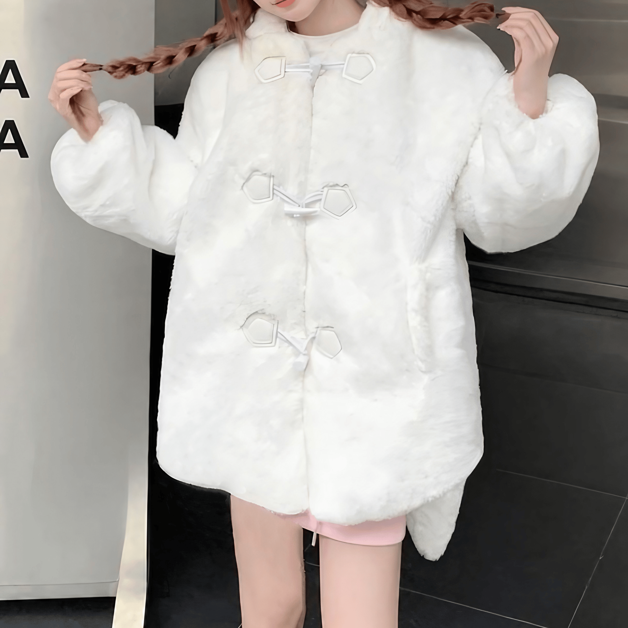 ロングうさ耳フリースダッフルコート◆コート ガーリー系 S、M、L
