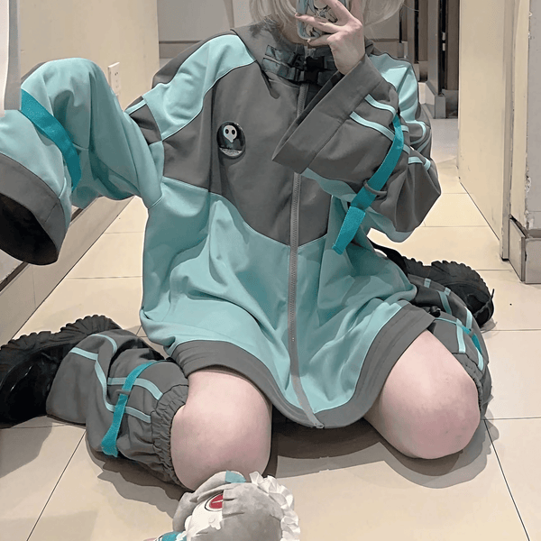 ワイドスリーブミントグレージャケット◆ジャケット サブカル系 S、M、L、XL