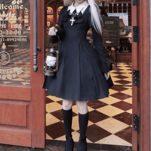 修道服風ゴシックワンピース ワンピース ゴシック系 S、M、L、XL – CIELOHUK