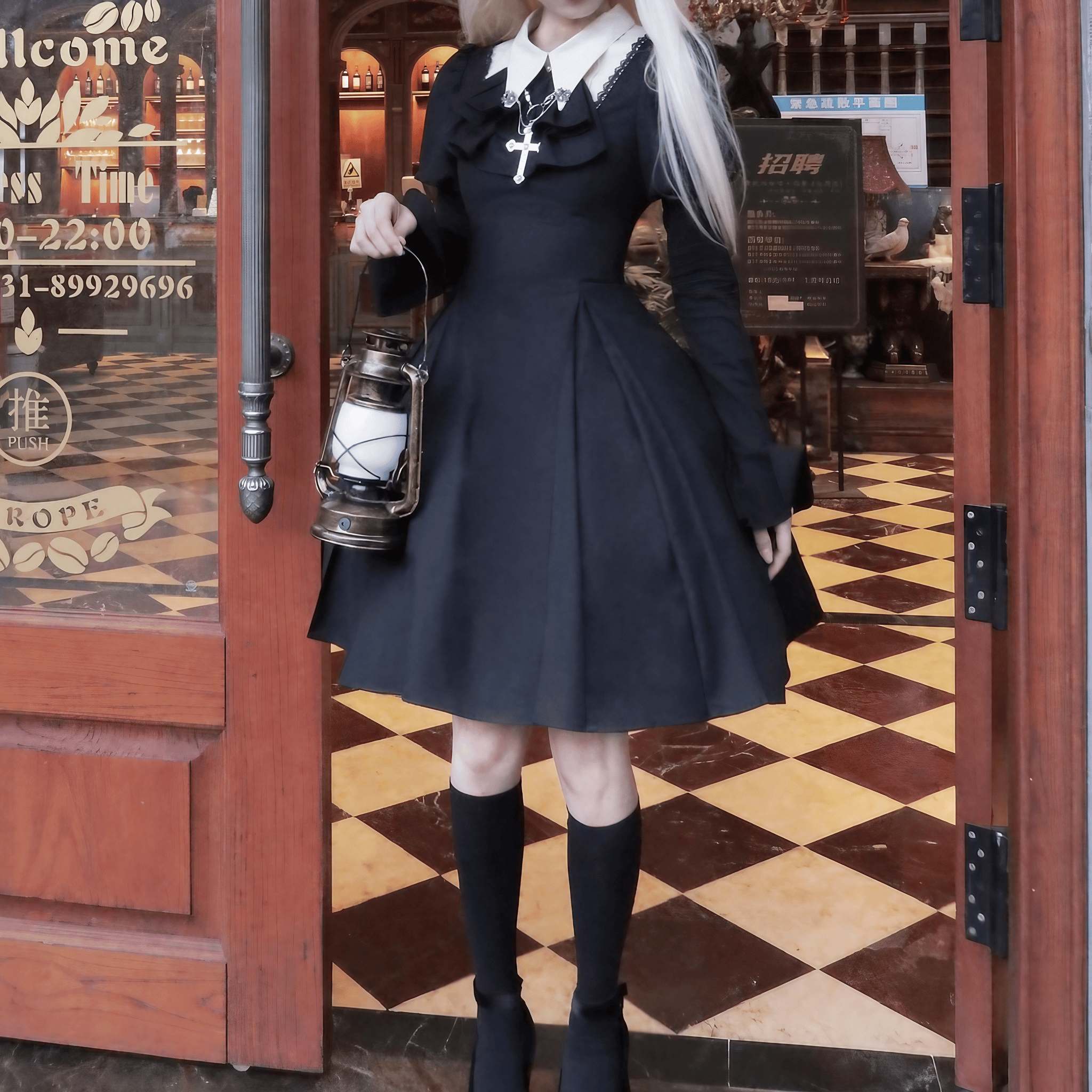 修道服風ゴシックワンピース◆ワンピース ゴシック系 S、M、L、XL