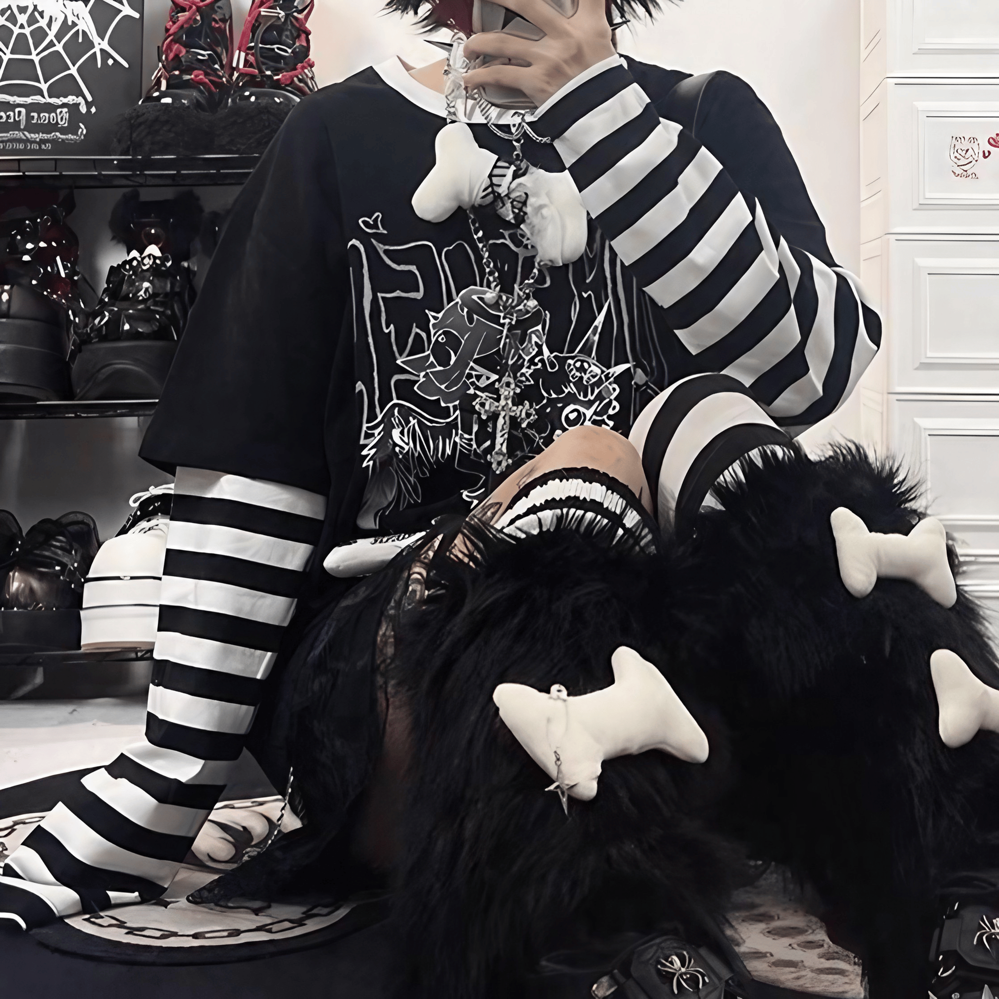 デビル&エンジェルフェイクレイヤードシャツ◆シャツ サブカル系 S、M、L、XL、XXL