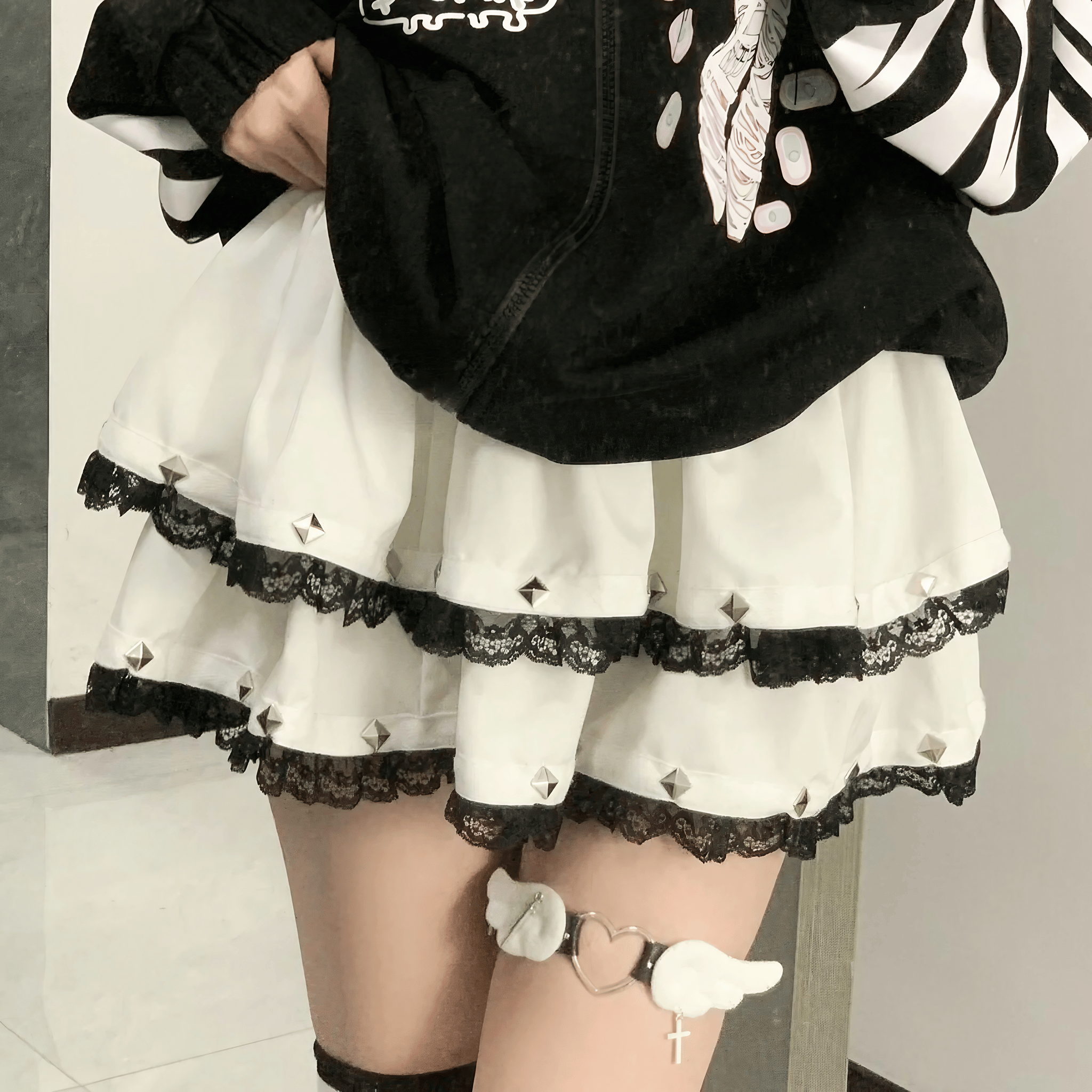 ミニスタッズケーキスカート◆ミニスカート サブカル系 S、M