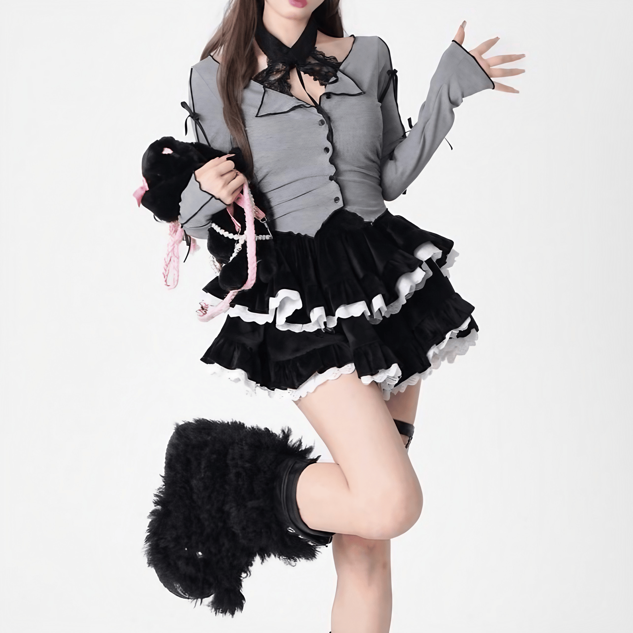レイヤードフリルミニスカート◆ミニスカート ガーリー系 S、M、L