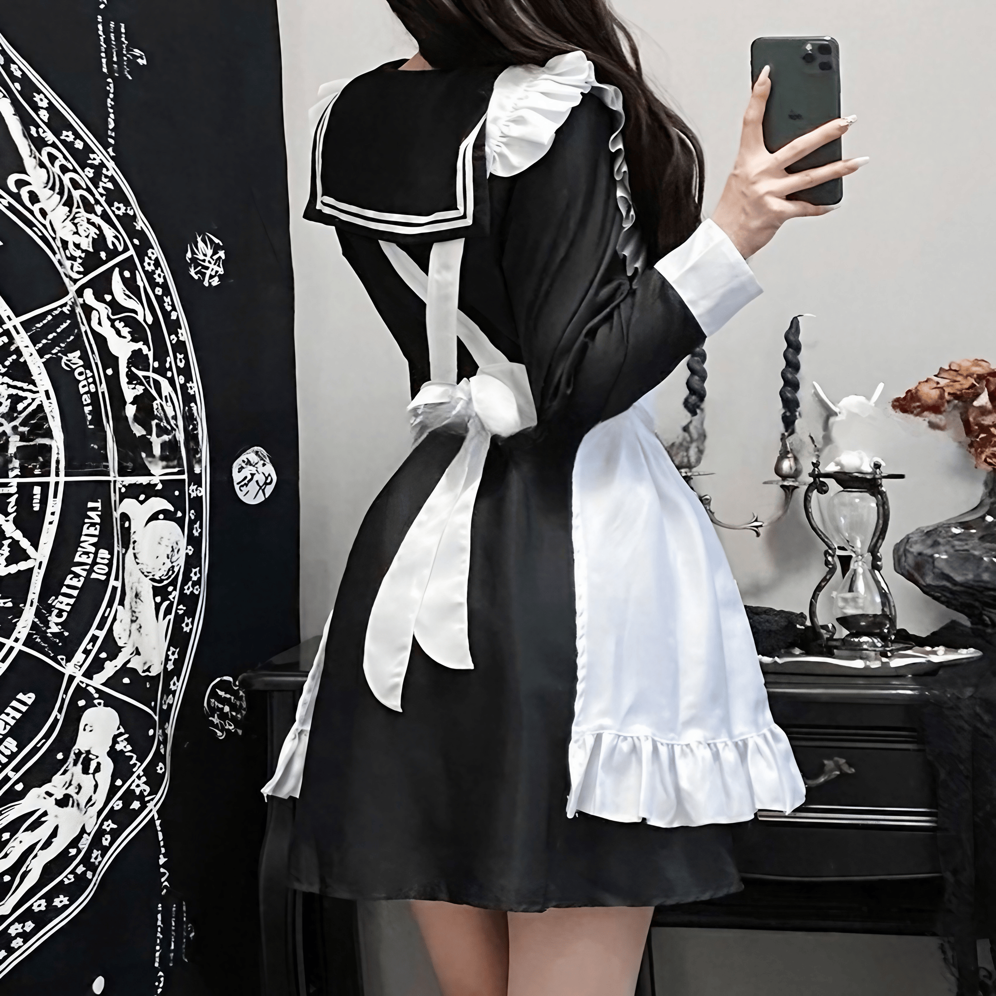 メイド風セーラーカラーワンピース◆ワンピース サブカル系 S、M、L、XL