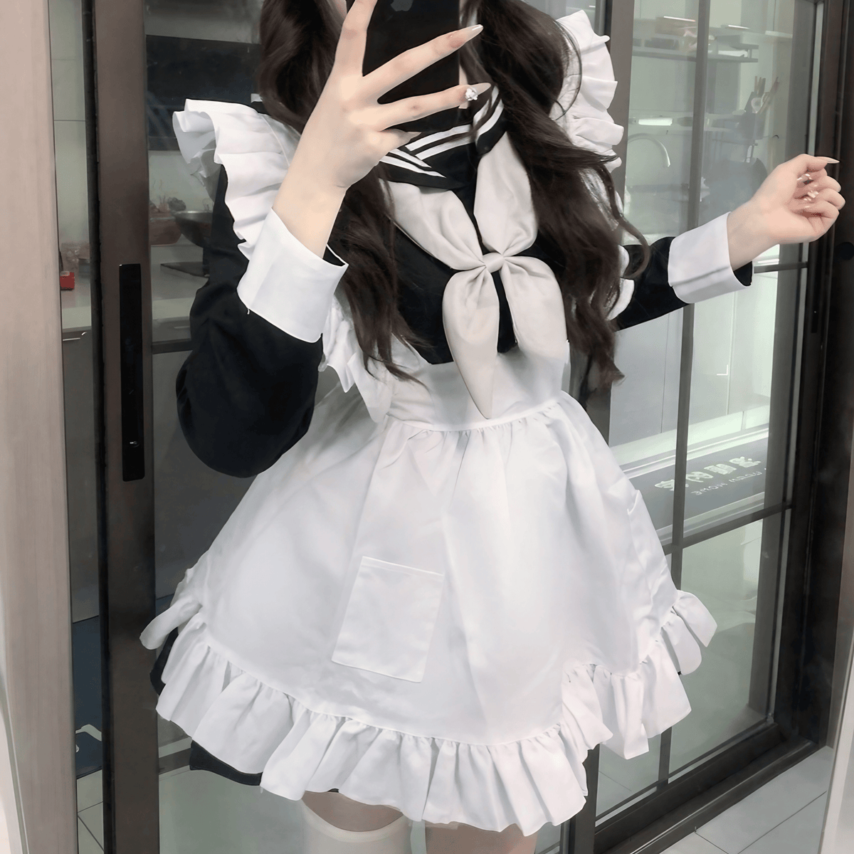 メイド風セーラーカラーワンピース◇ワンピース サブカル系 S、M、L メイド風セーラーカラーワンピース◇ワンピース サブカル系 S、M、L