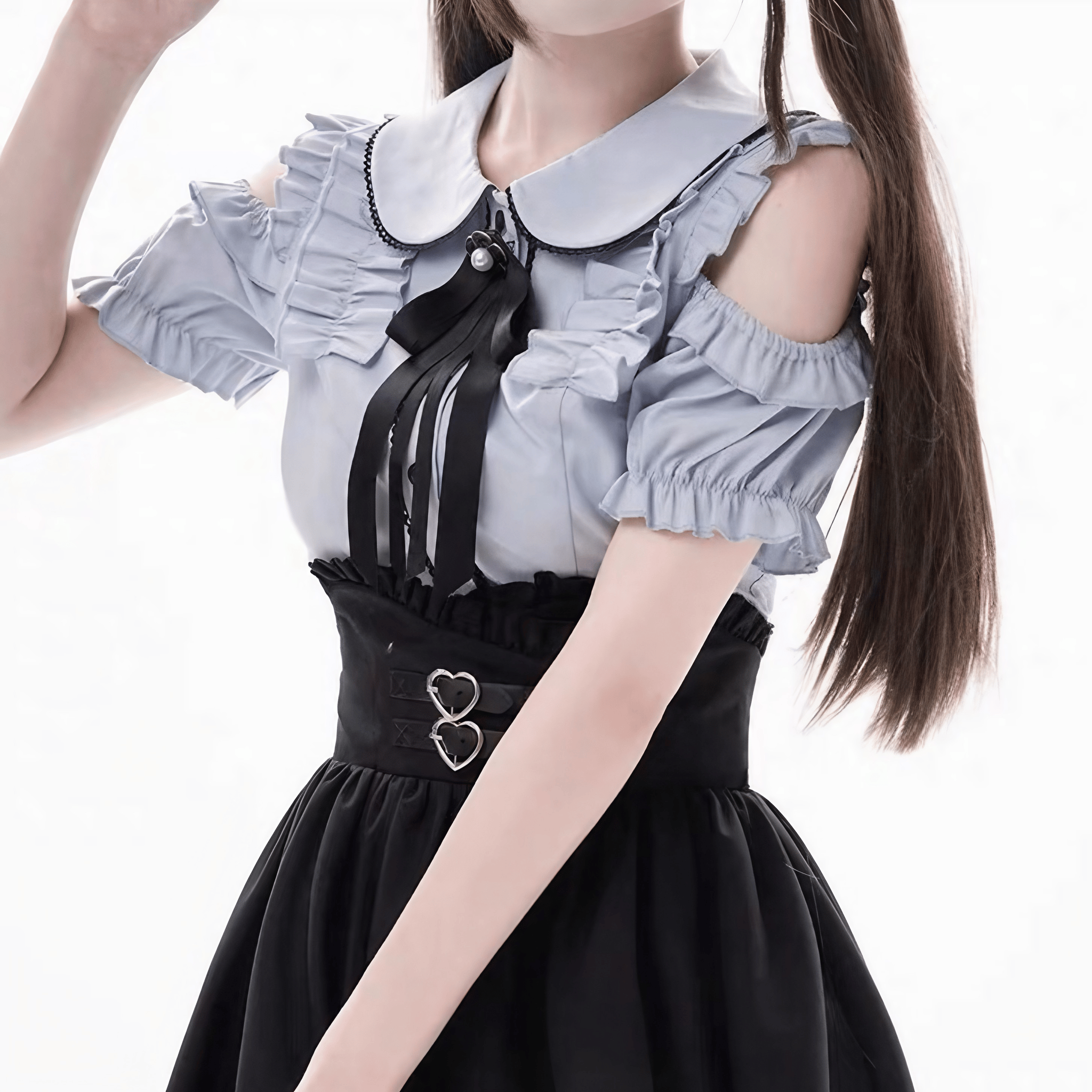 半袖ドールカラーオフショルブラウス◆ブラウス 地雷系 S、M、L、XL