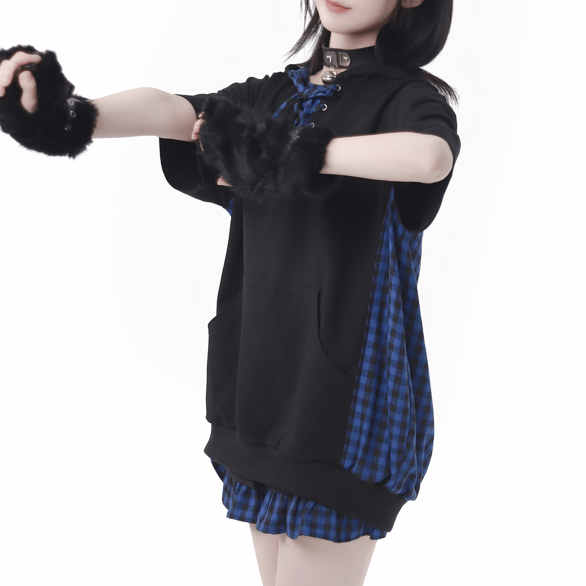 【PINKSAVIOR】リボンレースアップチェックスカート◆ミニスカート 地雷系 S、M、L