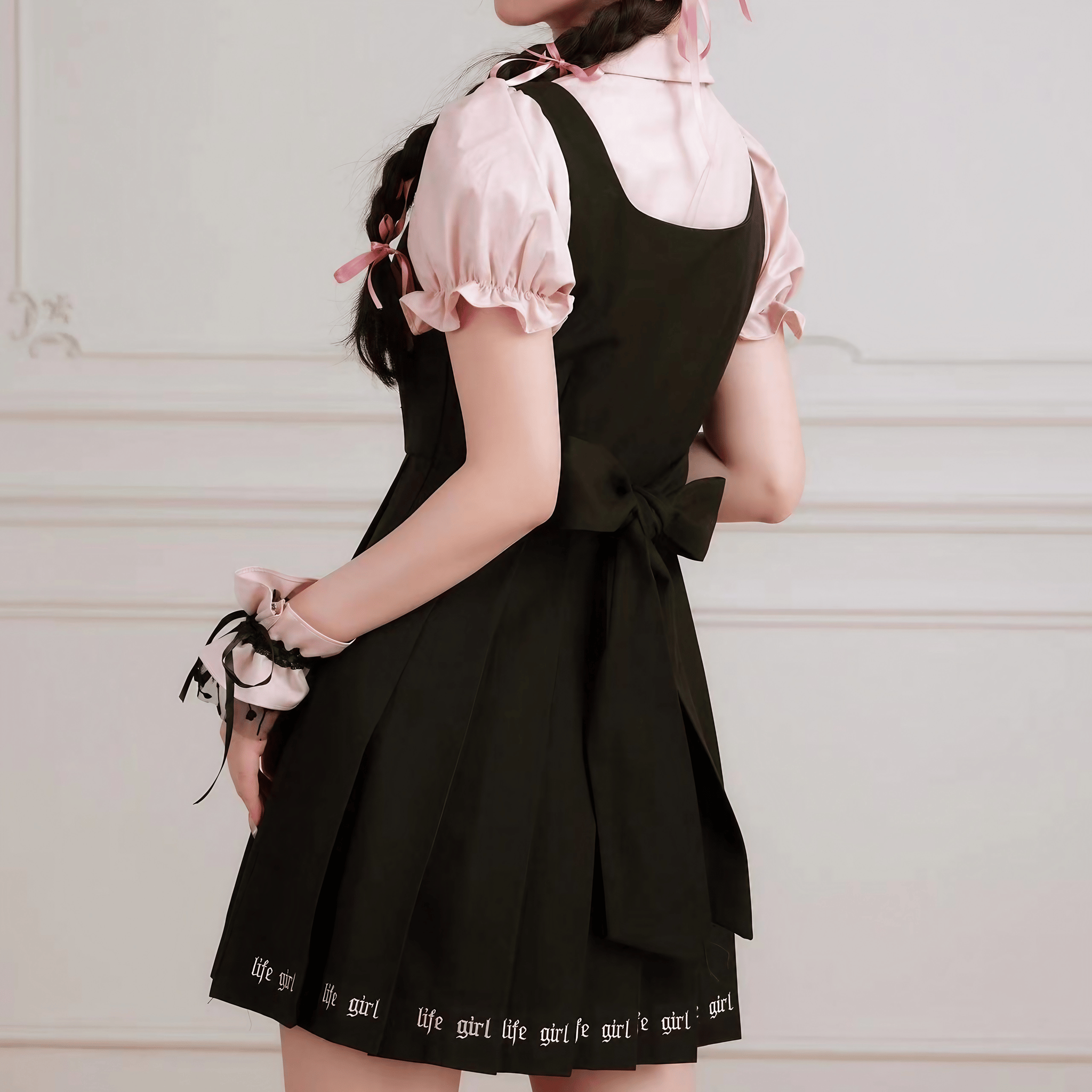 ロングプリーツジャンパースカート◆ジャンスカ ガーリー系 S、M、L、XL