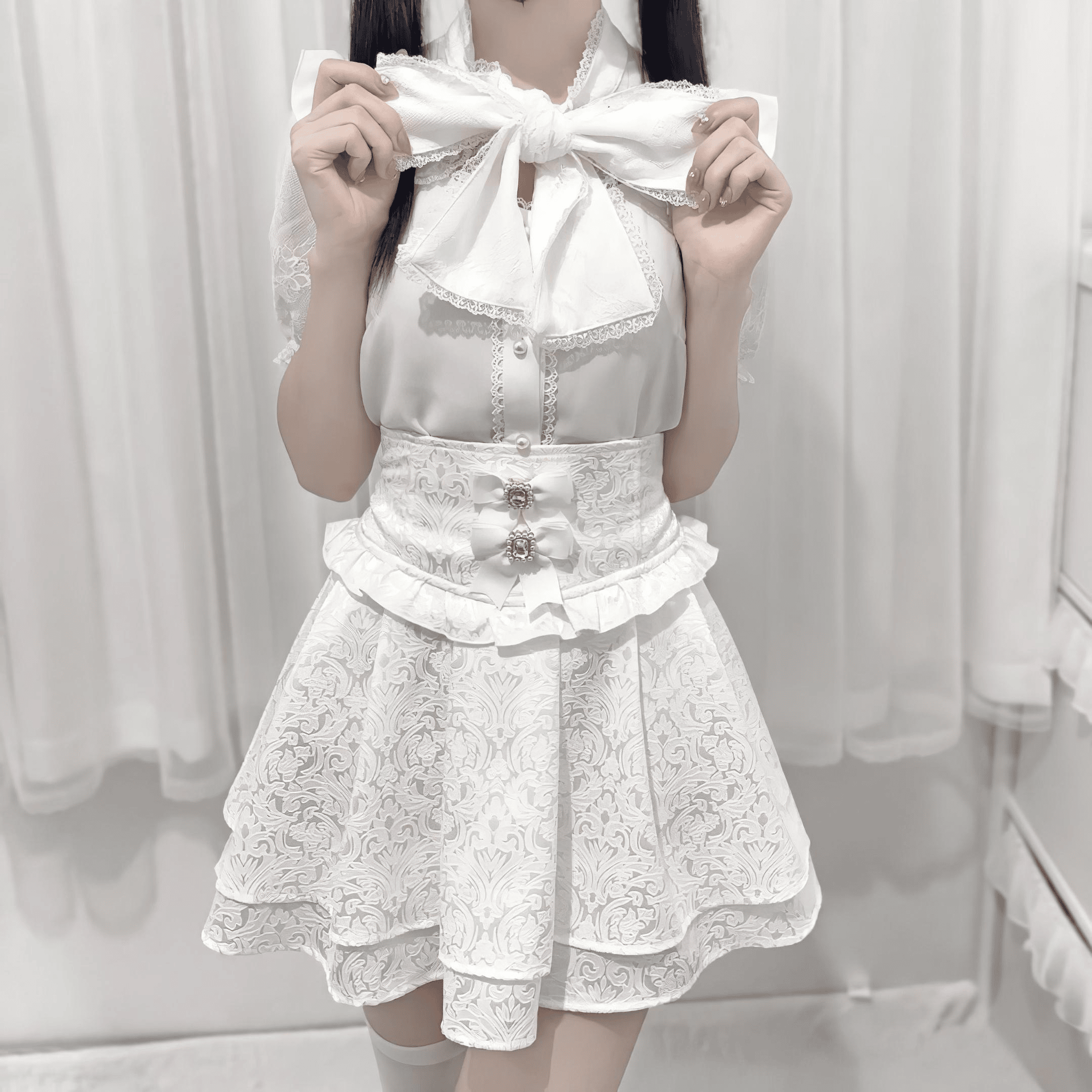 【nekura】フリルコルセット風フレアスカート◆ミニスカート 地雷系 M、L