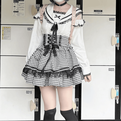 【VirtualParadise】セーラーカラーレースブラウス◆ブラウス 地雷系 S、M、L、XL