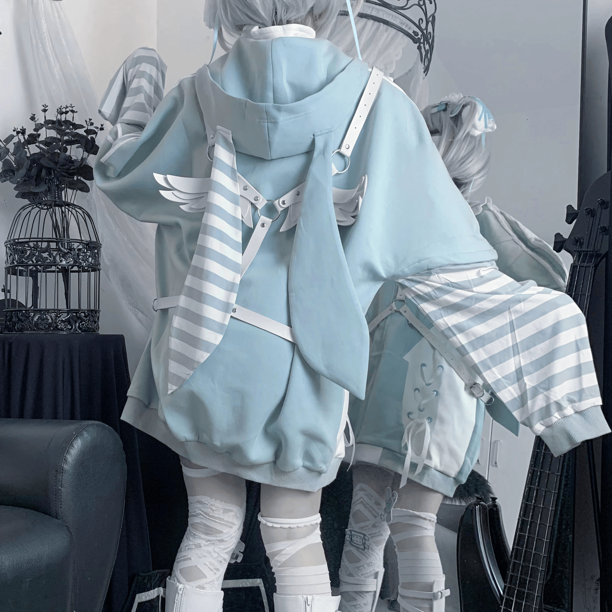 【AngelShare】ウサ耳ルーズパステルパーカー◆パーカー サブカル系 小、大