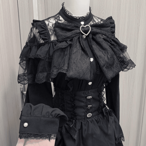 【VirtualParadise】リボン＆レースガーリーブラウス◆ブラウス 地雷系 S、M、L、XL