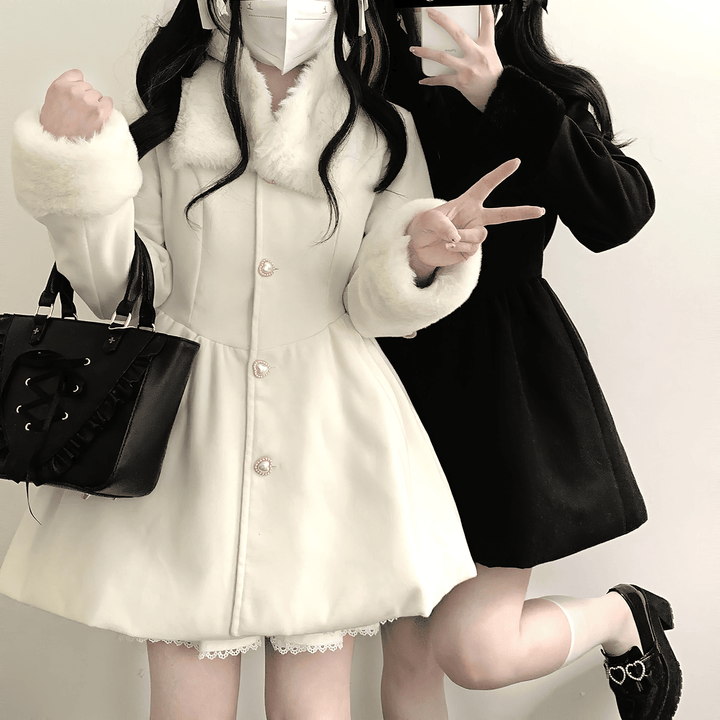 ファー付ふんわりガーリーコート◇コート ガーリー系 ワンサイズ ファー付ふんわりガーリーコート◇コート ガーリー系 ワンサイズ