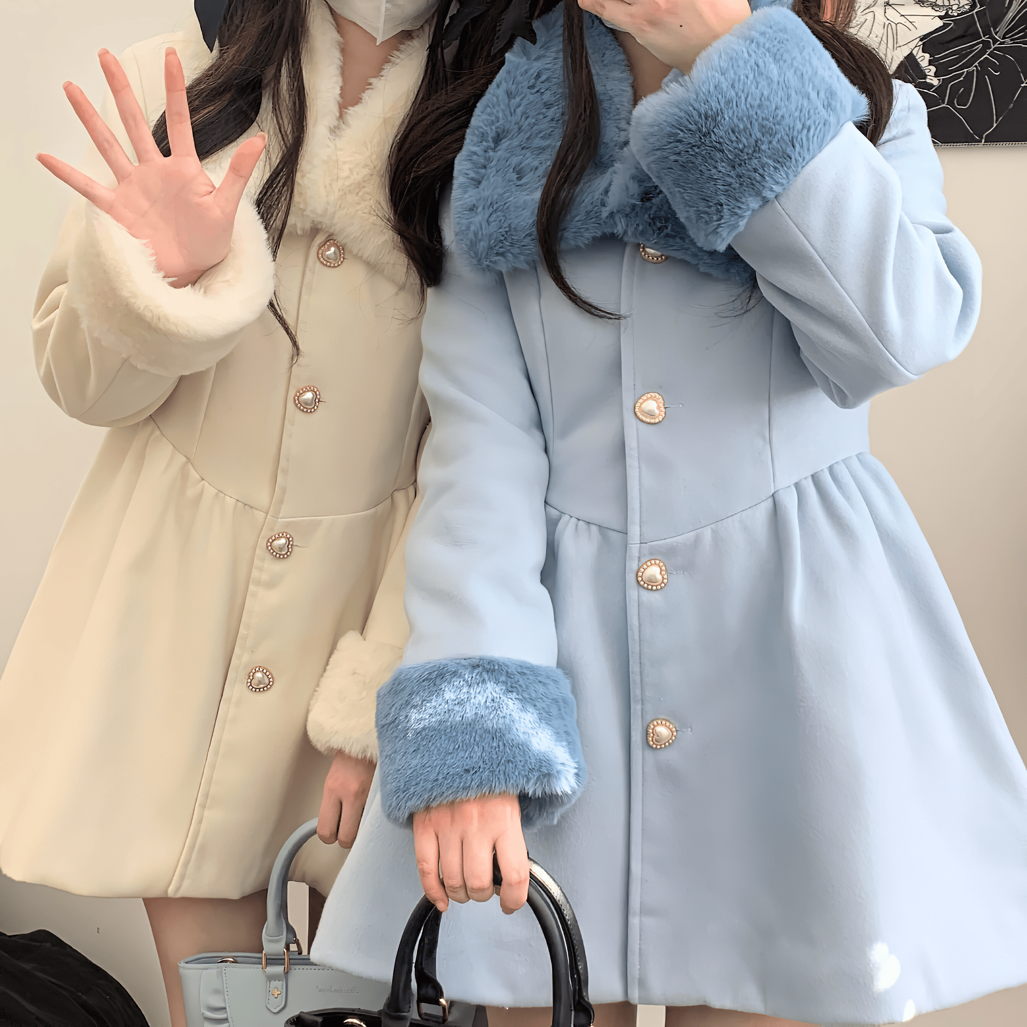 kFUR FUR コート＆バーバリーコートおまとめページ プリンセスブラックファーAラインコート◇コート 大人ガーリー系 S、M