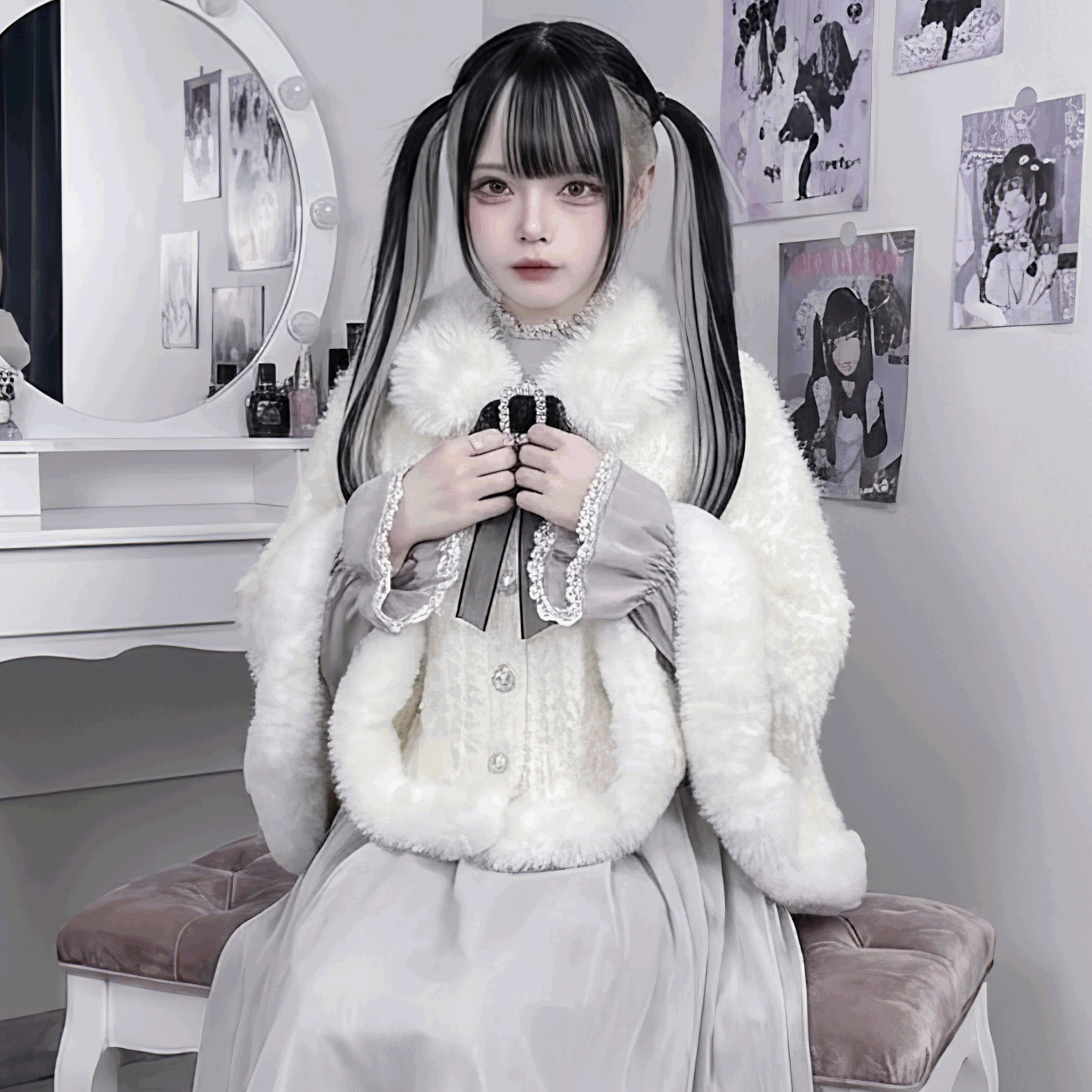 kanna】エンジェルファーケープポンチョ◇コート ガーリー系 ワン