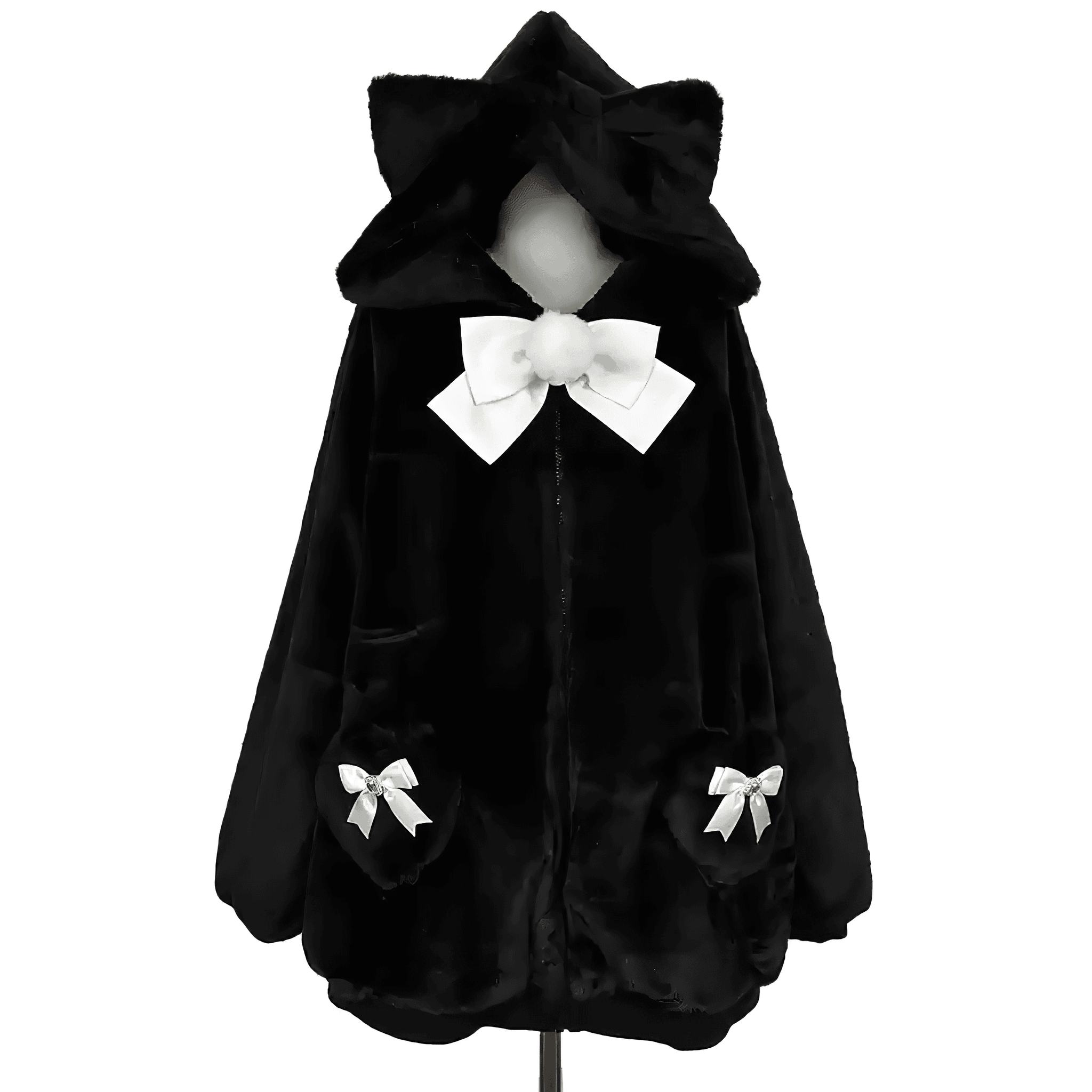 UMIYAMI】ふわもこボウタイ猫耳パーカー◇コート 地雷系 ワンサイズ